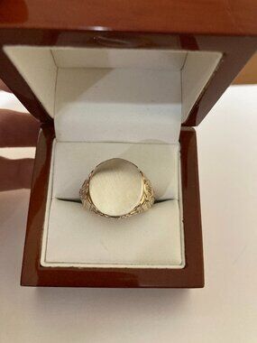 Men's Signet Ring Sie 12.25 Silver Accent Gold Plated